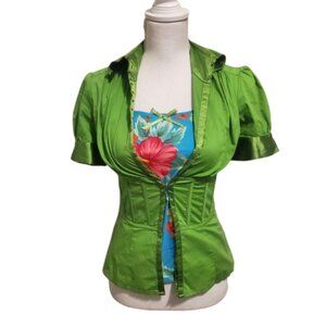 BEBE green silk and cotton blouse
